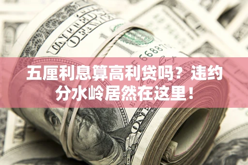 济南五厘利息算高利贷吗？违约分水岭居然在这里！